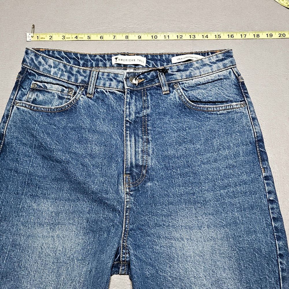 American Tall Jeans Womens 32x37 Blue Denim Long Lola Ultra High Rise Slim Pants - Picture 9 of 10